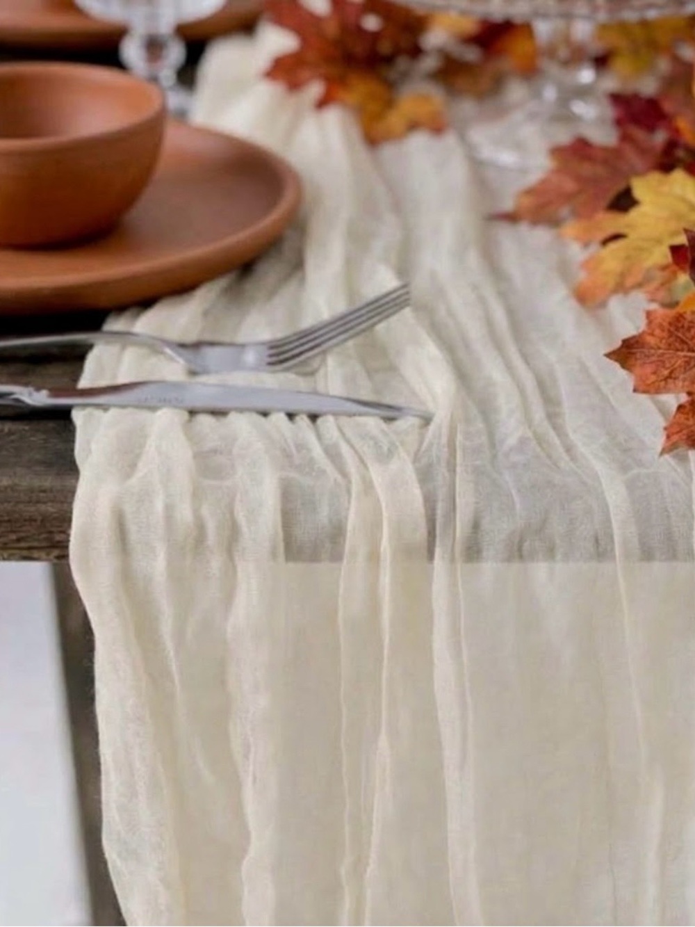 (3) Cream Gauze Cheesecloth Table
Runner